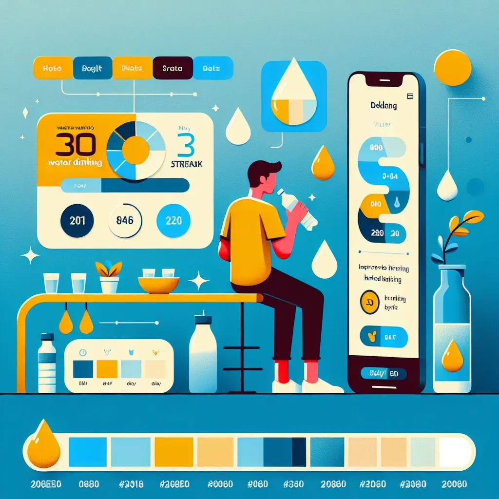 Workflow of tracking water intake with the app.